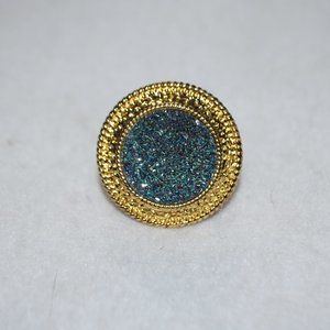 Bellezza "Luminoso" Drusy Quartz Yellow Bronze Rope Detail Ring - Size 6